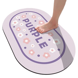 Bathroom small flower diatom mud floor mat bathroom door absorbent non-slip floor mat household quick-drying easy-care floor mat