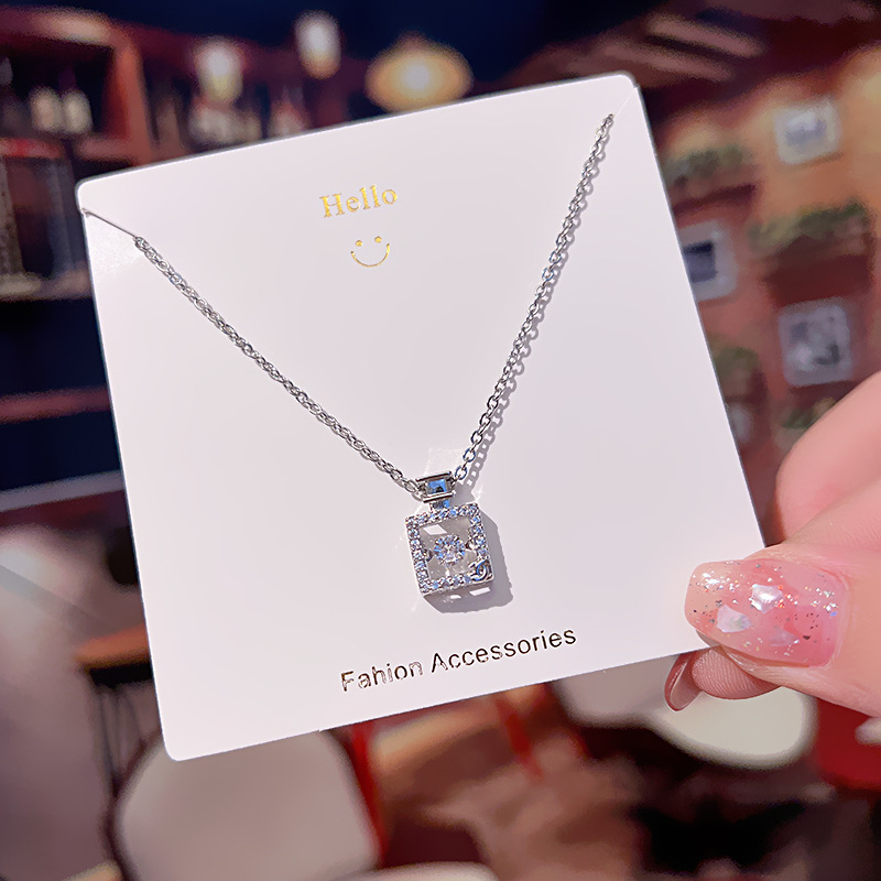 Fashion Letter Universe Titanium Steel Rhinestones Pendant Necklace