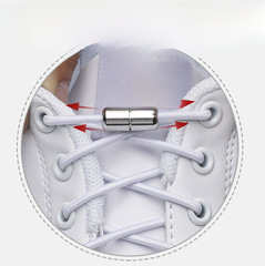 成人兒童圓形免綁免系彈力鬆緊懶人鞋帶批發金屬膠囊鞋扣