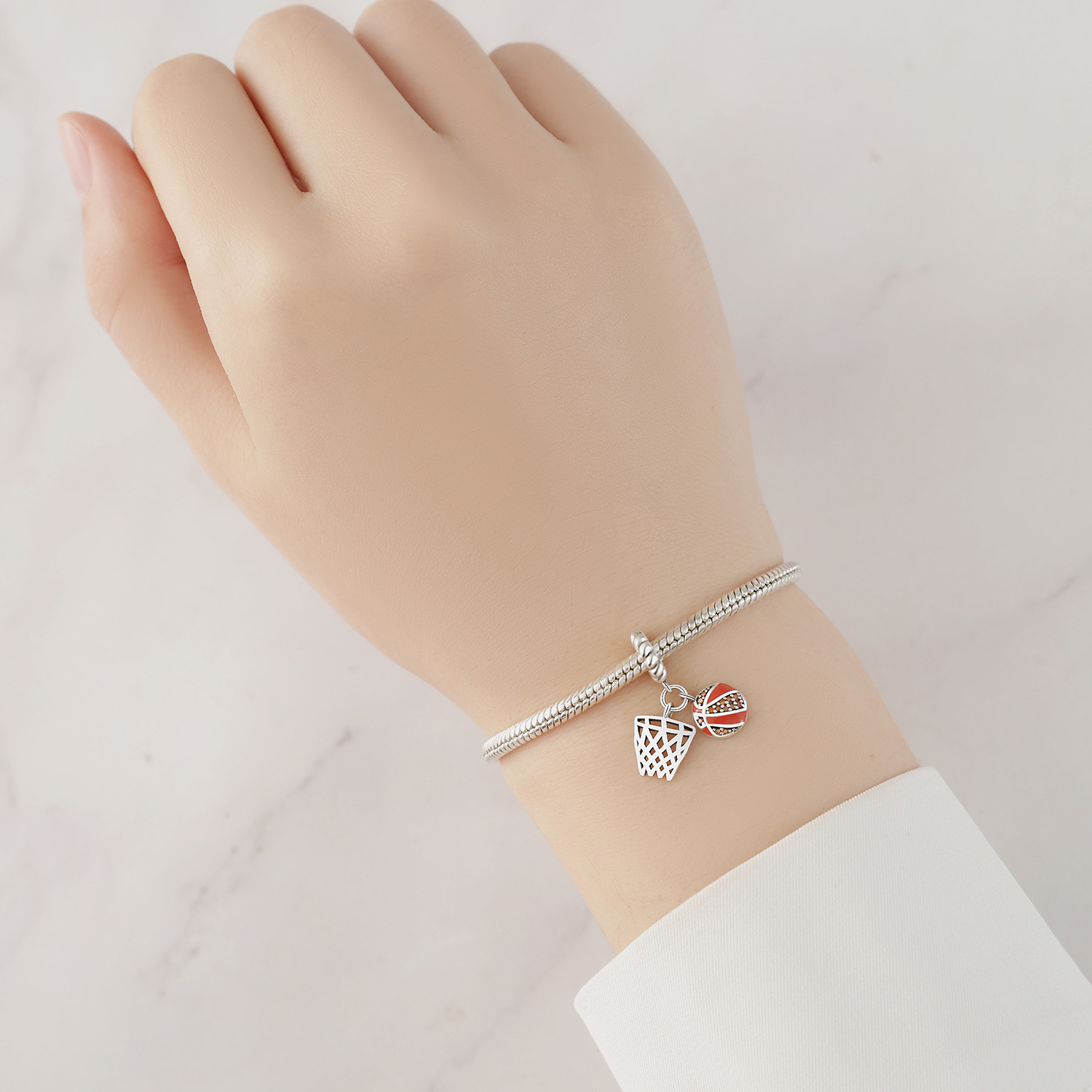 1 Piece 925 Sterling Silver Heart Shape Basketball Anchor Pendant display picture 38