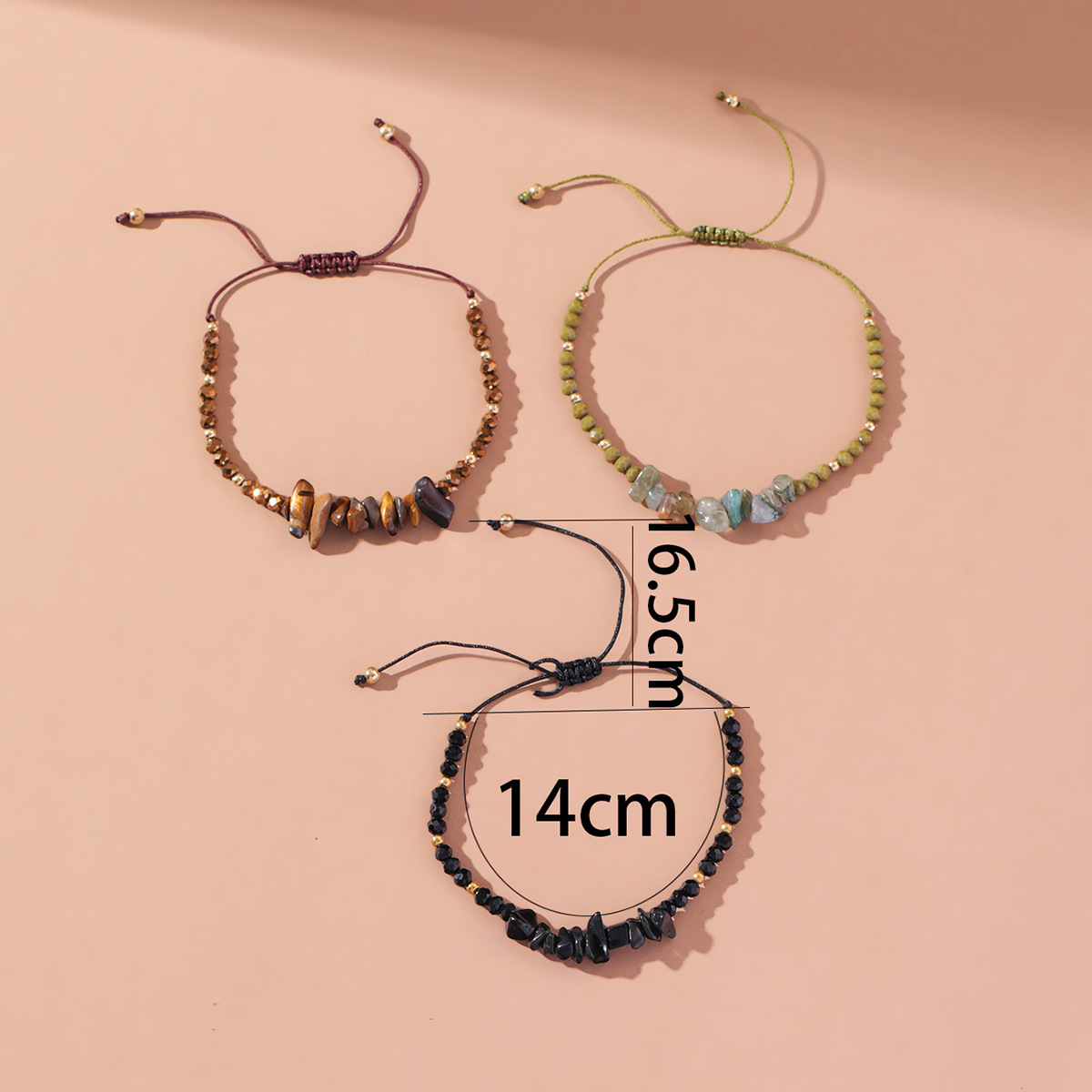 New Vintage Style Handmade Stone Beaded Adjustable Bracelet 3 Pieces Set display picture 5