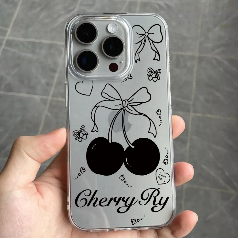 Black cherry for 15 16promax cartoon simple wind mobile phone case 11 12 creative 14 cute 8plus