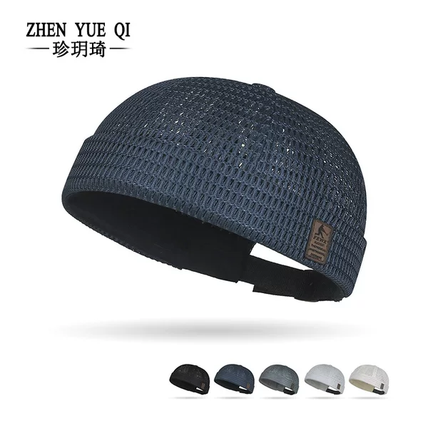 Summer New Sewing FEWK Leather Label Hollow Large Mesh Tang Cap Men's and Women's Hip Hop Breathable Floor Cap Cross Border