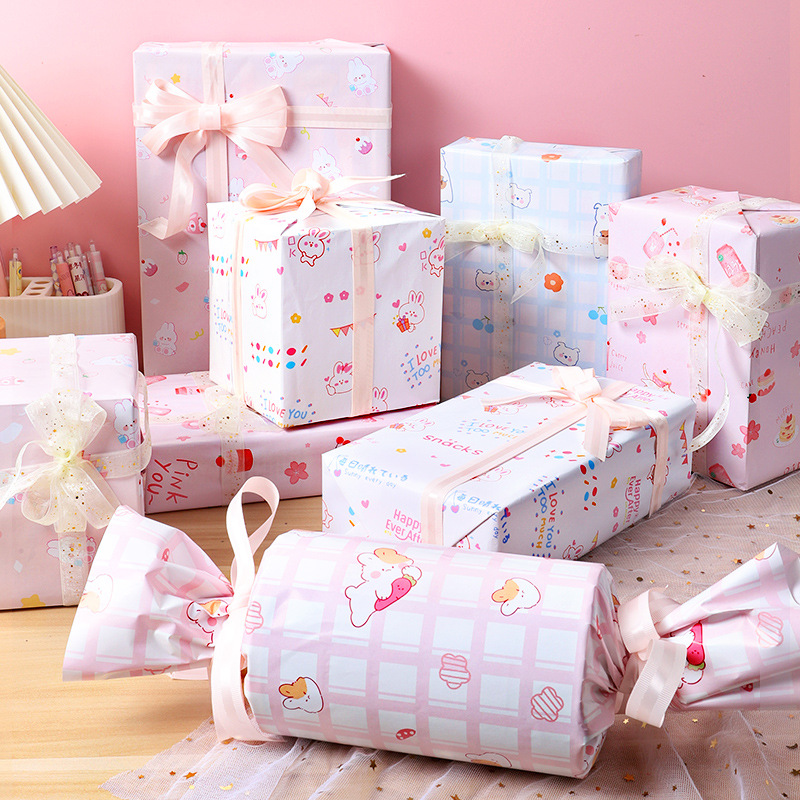 Caja de regalo Papel de envolver Paquete de regalo del día del niño Regalo de cumpleaños Impresión de regalo de vacaciones Dibujos animados lindos Fresco