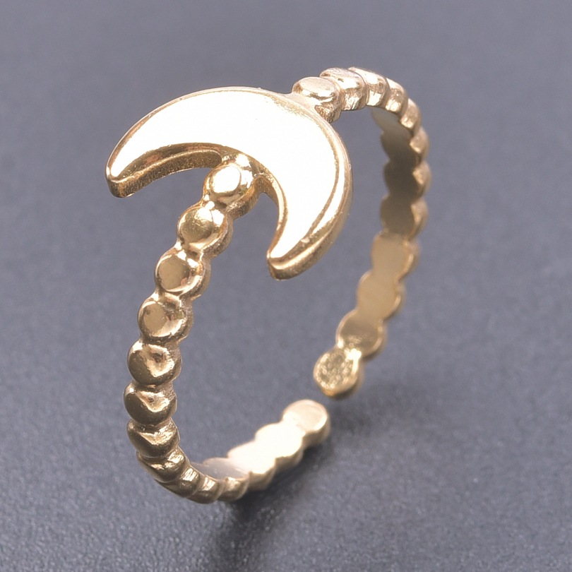 Wholesale 1 Piece Ins Style Moon Titanium Steel Open Ring display picture 6