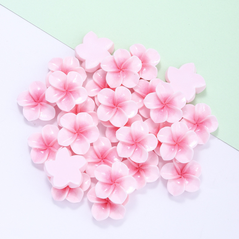 ホット販売光沢のある桃の花のカラーグラデーション 5 花びら花樹脂アクセサリー diy 小さな装身具パッチ diy ヘアピン素材|undefined