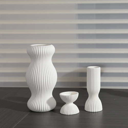 Nordic creative art origami striped geometric ceramic vase living room flower arrangement home soft decoration ornaments wholesale