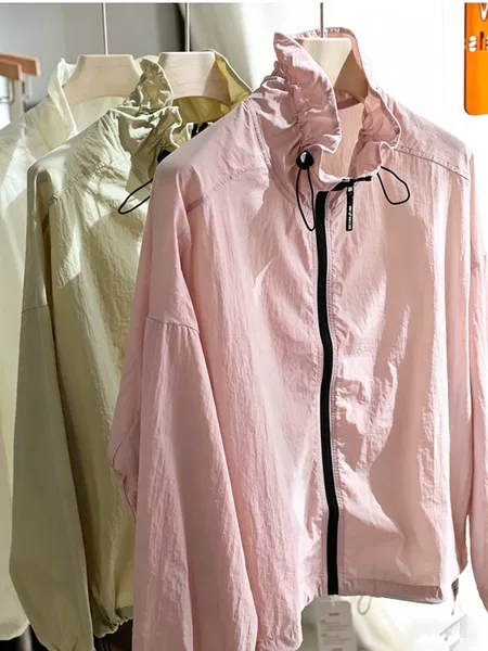Lightweight Flower Bud Collar Sun Protection Clothing Upf50+ Outdoor Loose Casual Stand-Up Collar Thin Jacket for Women New Summer Style