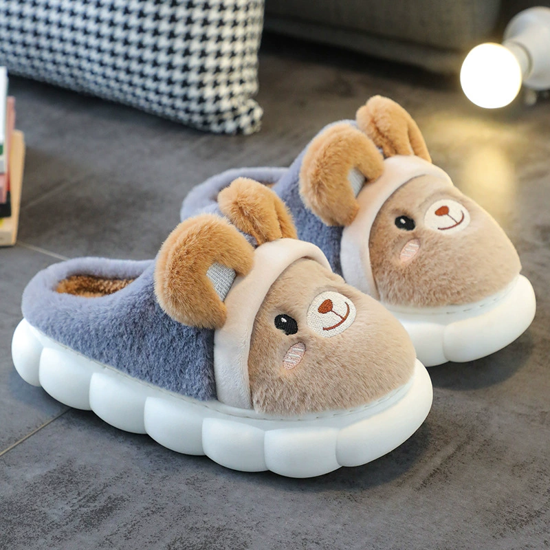 Winter cartoon slippers platform, non-slip footwear indoor, keep warm shoes