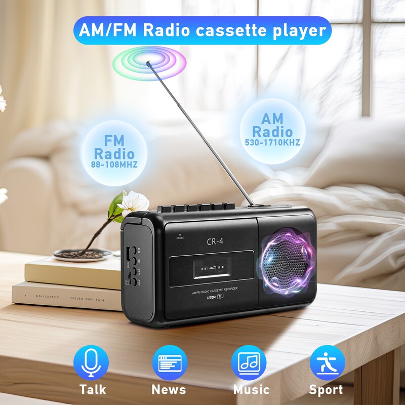Portable Boombox Cassette Player with Usb, Am and Fm Stereo, Retro Cassette Player, Amazon
