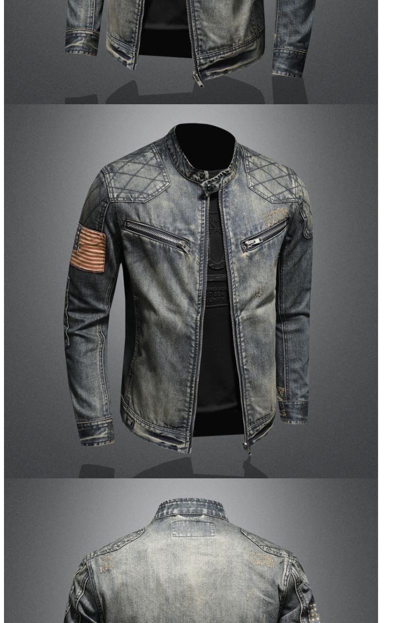Veste en jean rétro printemps-automne pour homme, marque tendance, style urbain européen et américain, veste de moto, vêtement de travail._voghion.com