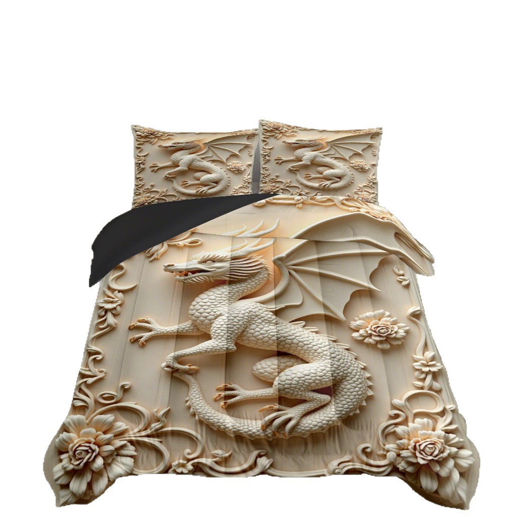 TEMU / JIT nuevo dragón totem impresión digital 180gms colcha colcha