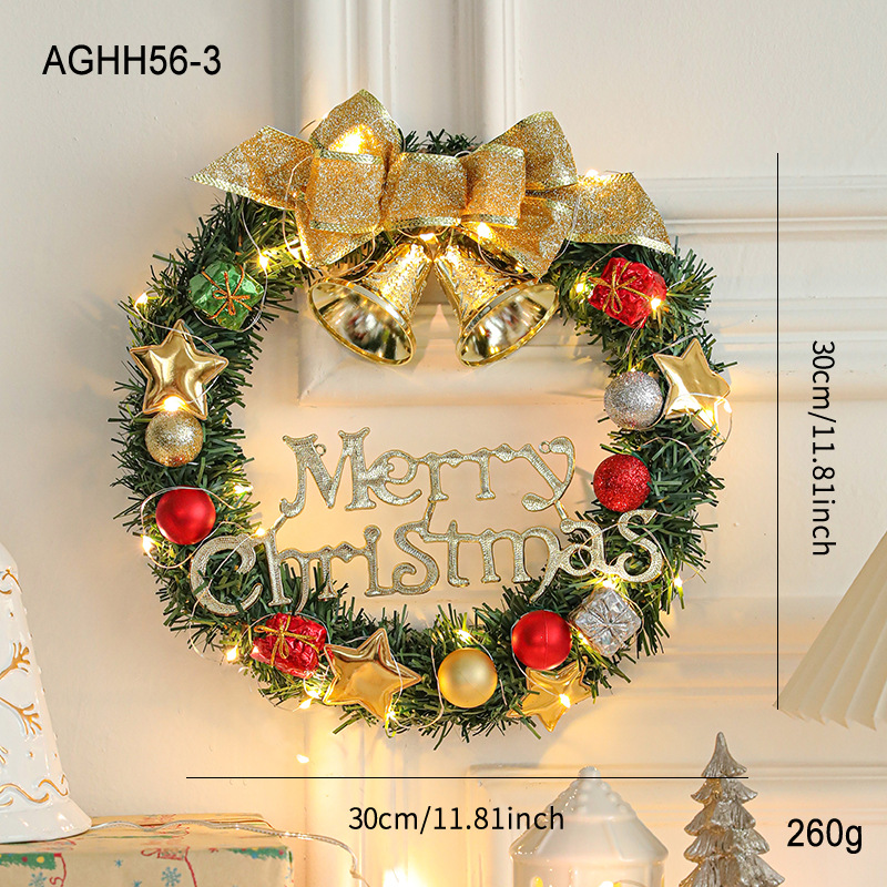 Nuevos productos transfronterizos 30CM decoraciones navideñas guirnaldas de pared colgando puerta colgando guirnaldas de caña ventanas de diseño mayorista