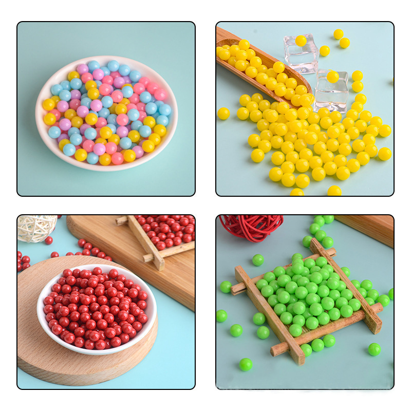 Cuentas sueltas de perlas, perlas de crema, accesorios de resina, accesorios de bricolaje, accesorios de cuentas, bolsas de cuentas de color sólido sin agujeros de perlas de imitación