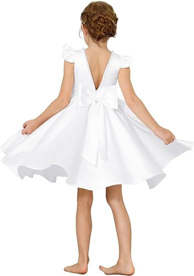 Elegantes Mädchen Satin Kleid Für Klavierkonzert Und Geburtstag_voghion.com