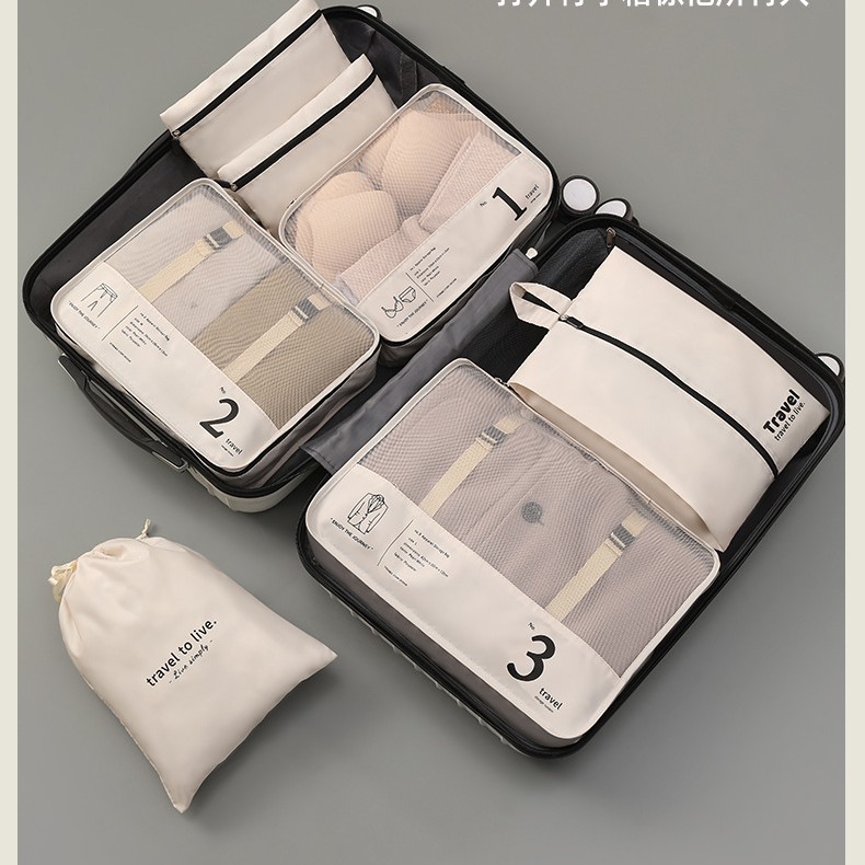 Digital Travel Storage Bag 7-Piece Set Luggage Clothes Organization Set 7-Piece Set Cosmetic Toiletry Bag
