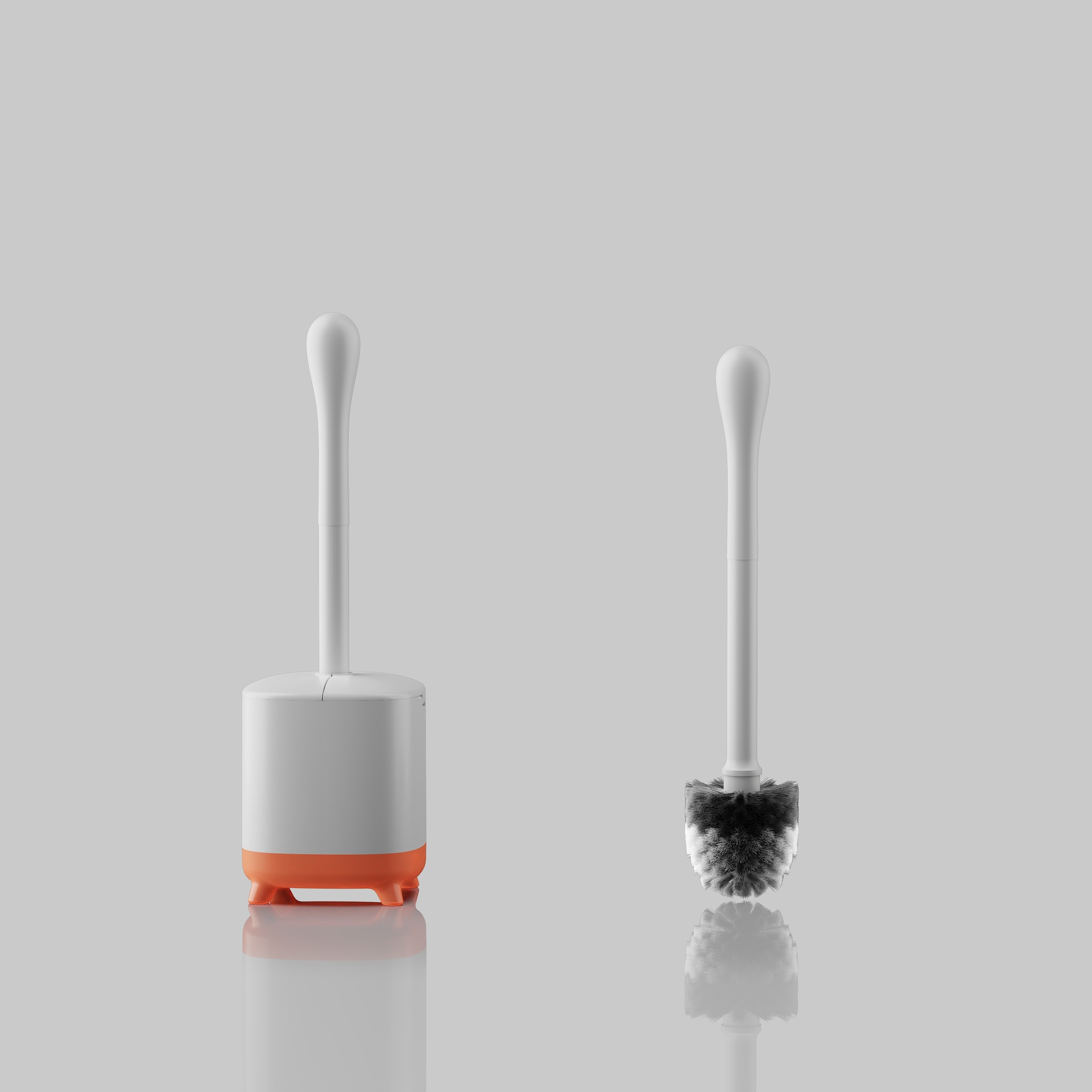 Automatic Toilet Brush Set With Base, Self-opening Plastic Brush_voghion.com