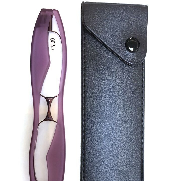 Buckle glasses leather case men's and women's presbyopic glasses accessories leather portable glasses box rotating folding presbyopic glasses bag