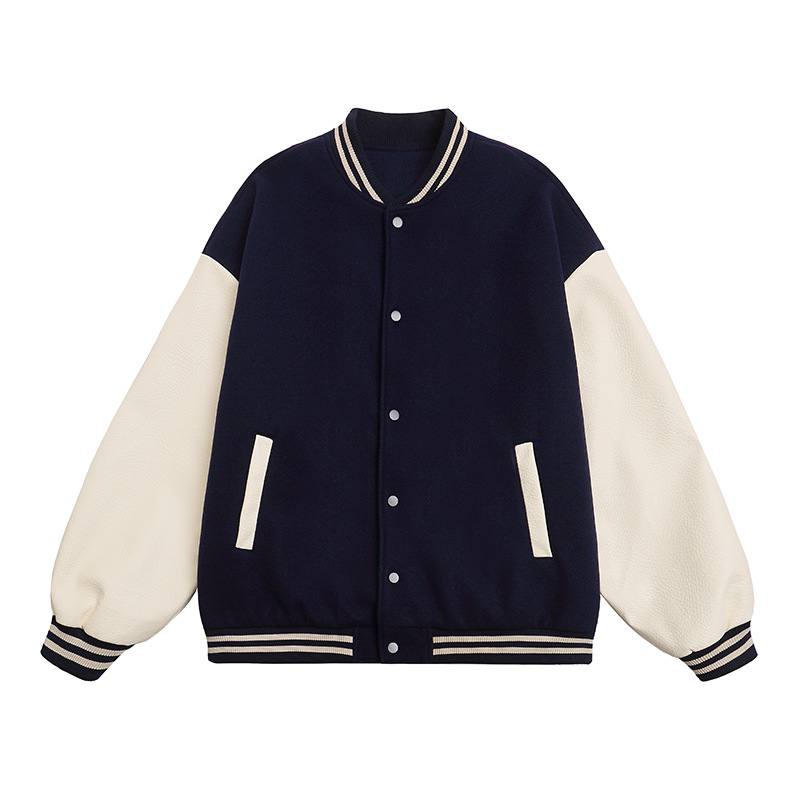 Chaqueta de bomber estadounidense transfronteriza de alta gama chaqueta casual jacket otoño e invierno manga PU marca de moda chaqueta de uniforme de béisbol personalización masculina image 20