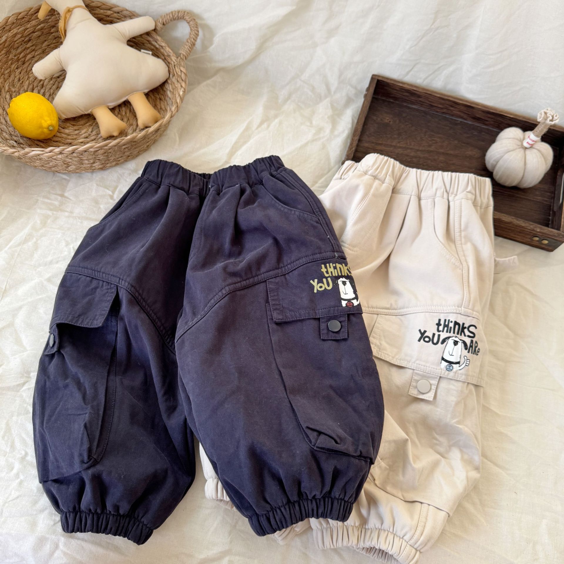 男童工装裤儿童裤子2025新款痞帅宝宝秋冬季洋气休闲炸街加绒长裤