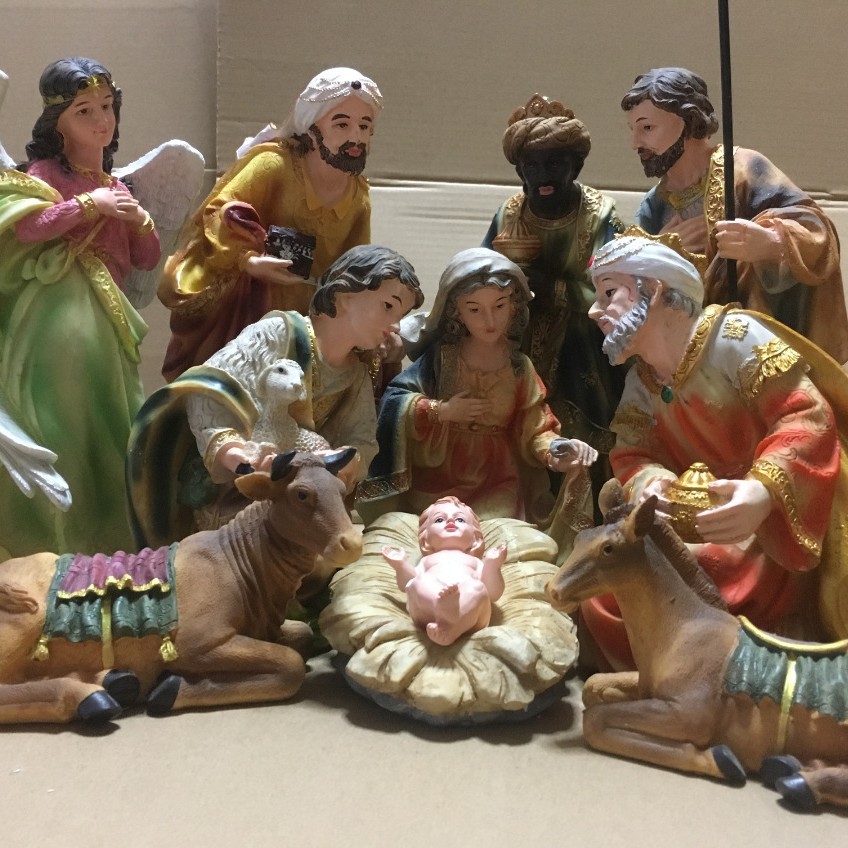 Comercio exterior hogar Iglesia Europea boutique 31cm 12-piece set Navidad pesebre set decoración decoraciones