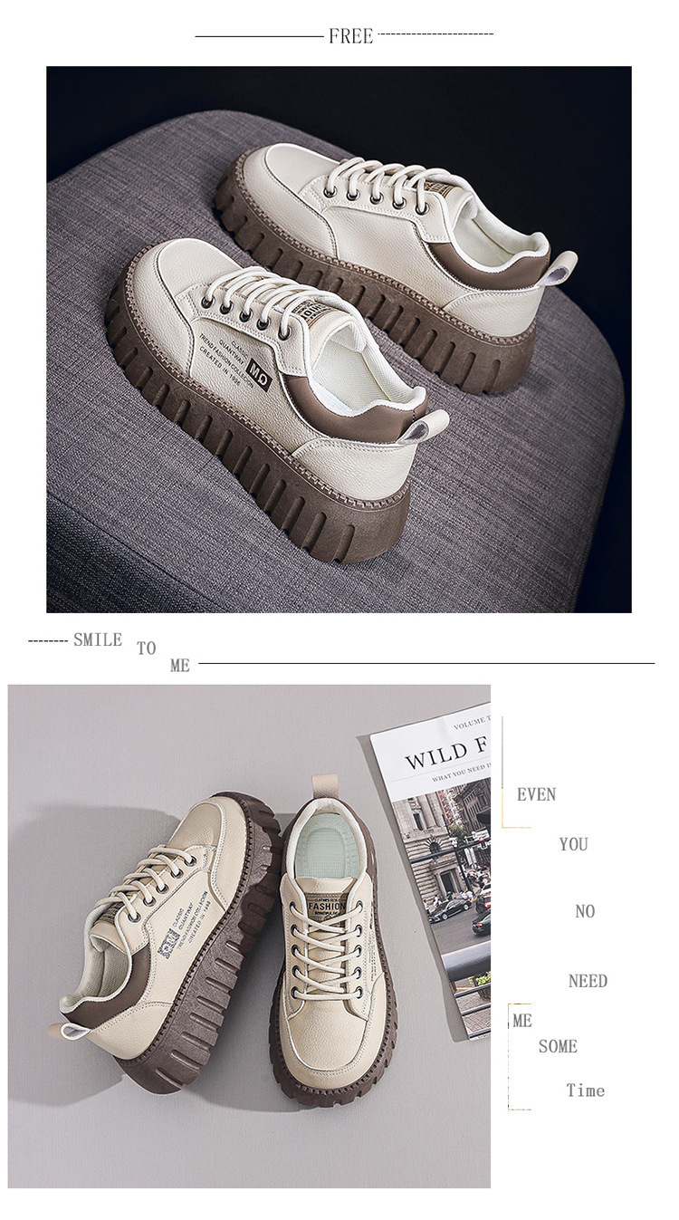 2026 Spring And Summer Women's New Breathable White Sneakers Versatile Thick-Soled Sports Casual Board Trendy Shoes_desvips.com