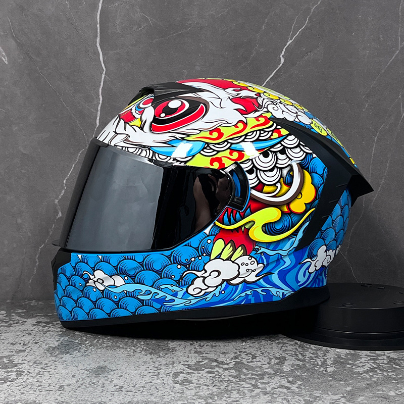 LVS casco de la motocicleta estándar nacional de los hombres y las mujeres del casco completo de doble lente de invierno motocicleta eléctrica Bluetooth cabeza Gris Cuatro Estaciones