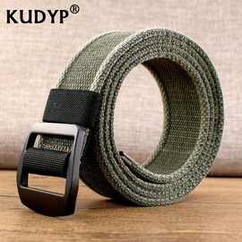 一件代发加长黑色金属扣帆布腰带青年休闲战术户外水洗编织裤皮带