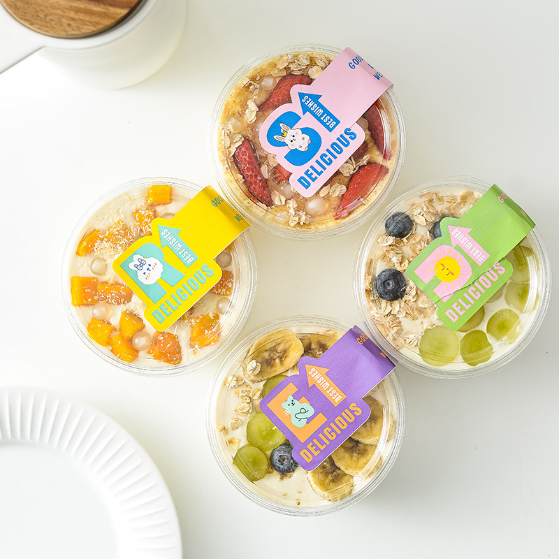 网红燕麦酸奶米布丁碗烘焙迷你千层奶油蛋糕杯水果沙拉透明包装盒
