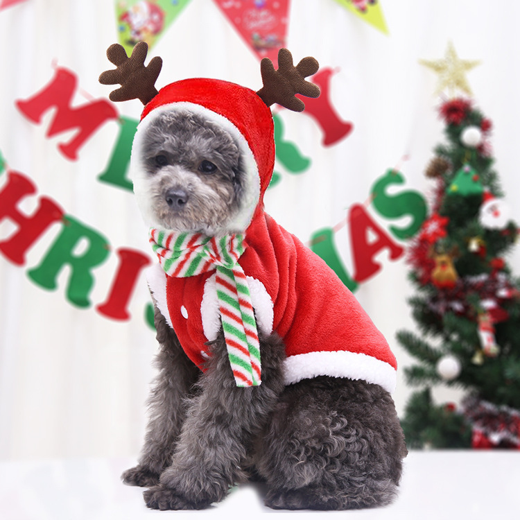 秋冬フランネル保温祝いペット服ヘラジカペットクリスマス服秋冬猫犬用品|undefined