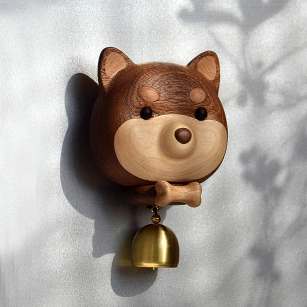 Solid Wood Dopamine-Absorbing Small Pendant for the Entrance, Wind Chime Housewarming Gift Doorbell Bell