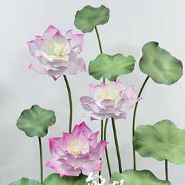 仿真大型防水荷花拍照道具中式餐厅展厅活动布置商业美陈巨型花艺