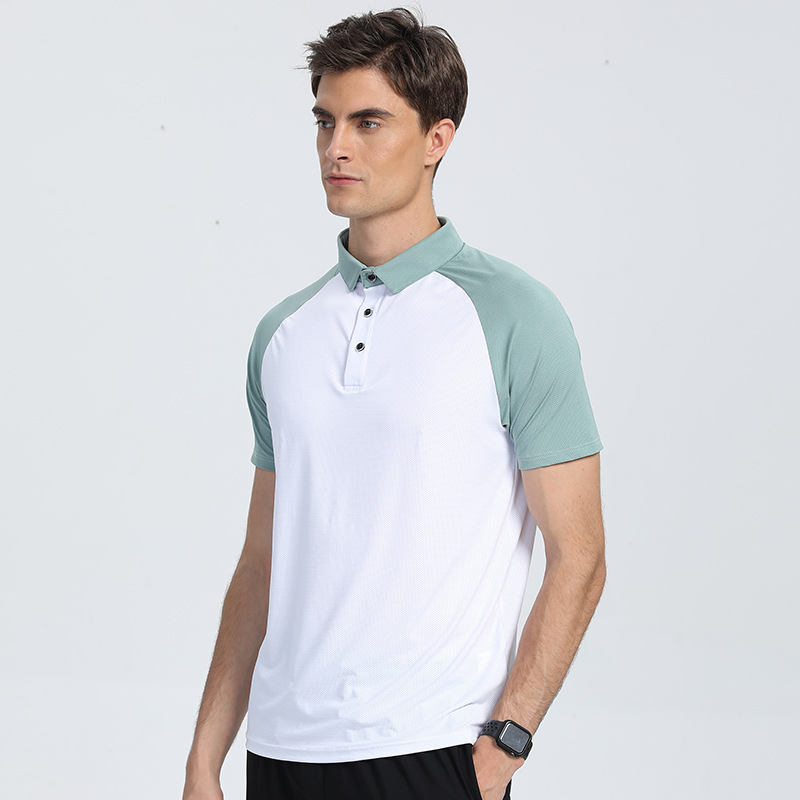Nueva textura de golf a juego de color de nylon deportes Polo camisa de los hombres y las mujeres de la solapa verano tramo transpirable versión ligera de manga corta