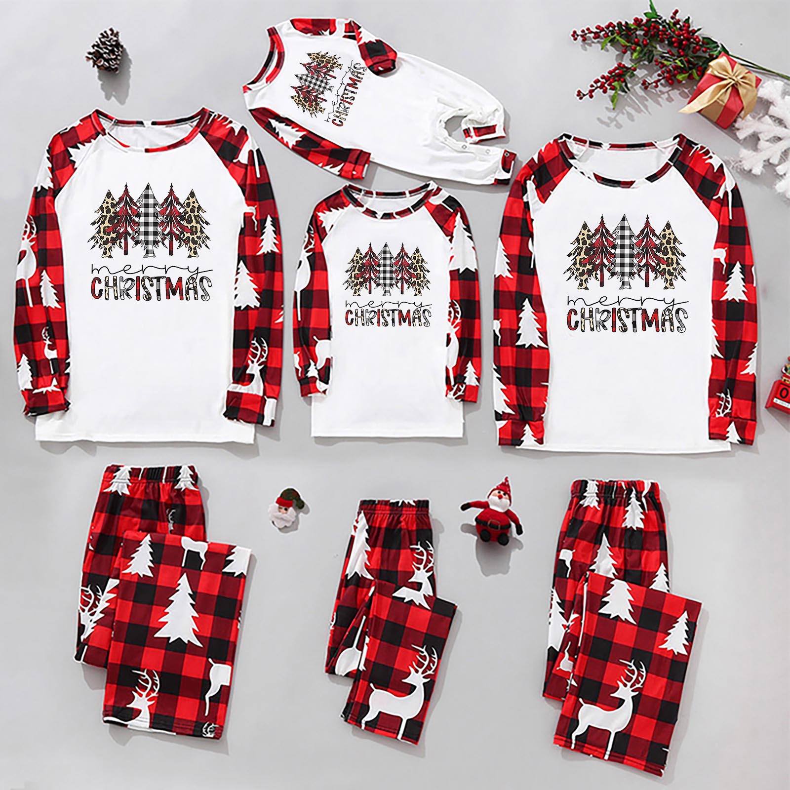 Casual Letter Plaid Cotton Blend Pants Sets Straight Pants T-shirt Family Matching Outfits display picture 5