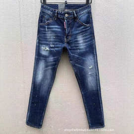 C069基础D2高街潮牌牛仔裤美美式跨境男装牛仔长裤欧洲站牛仔微弹