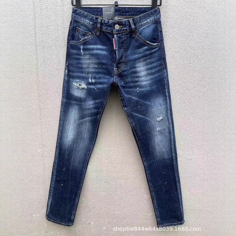 C069 Basic D2 High Street Trendy Brand Jeans American Style Cross-Border Men's Denim Trousers European Style Slightly Stretchy Denim