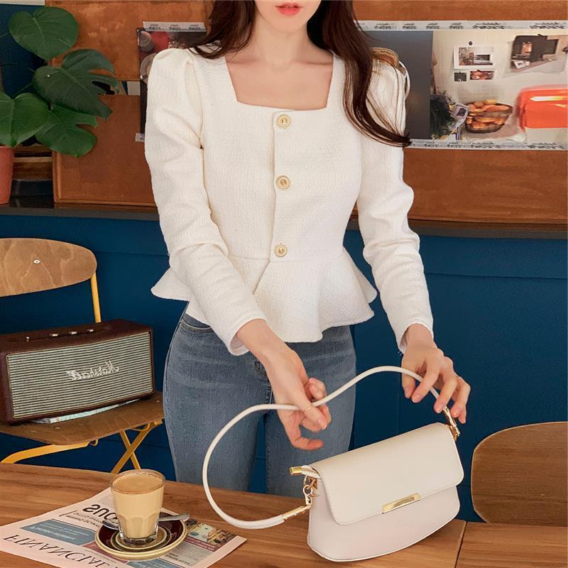 Ruffled Small Fragrant Style Short Outwear Women's 1688 Autum New Ladylike Elegant High-End French Retro Top