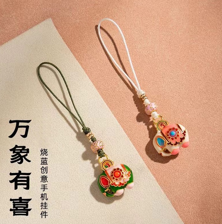 New Chinese-Style Bag Pendant, Lanyard Mobile Phone Chain, High-End Auspicious Elephant Female Bestie Birthday Gift Mobile Phone Pendant