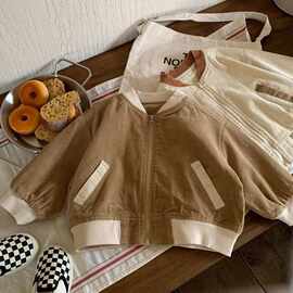 儿童外套春装日韩系灯芯绒棒球服男女宝宝洋气复古夹克开衫春秋潮