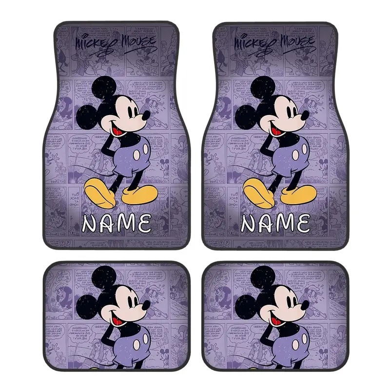 Cross-border Hot-selling Cartoon Mickey Car Mat Four-piece Dirt-resistant Easy-care Floor Mat Amazon Floor Mat for Hair