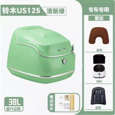 Motorcycle trunk, Universal Storage Box - fresh-green-with-backrest-lining-bottom-panel