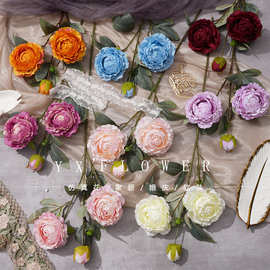 油画牡丹仿真假花婚庆礼堂花排路引布景插花艺商场陈列装饰摆件