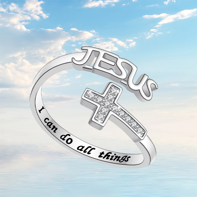 Temu Cross-Border Hot-Selling Item: Cross Ring with Engraved "I Am All-Powerful" Jewelry Gift, in Stock, Wholesale from Manufacturer Temu Cross-Border Hot-Selling Item: Cross Ring with Engraved "I Am All-Powerful" Jewelry Gift, in Stock, Wholesale from Manufacturer
