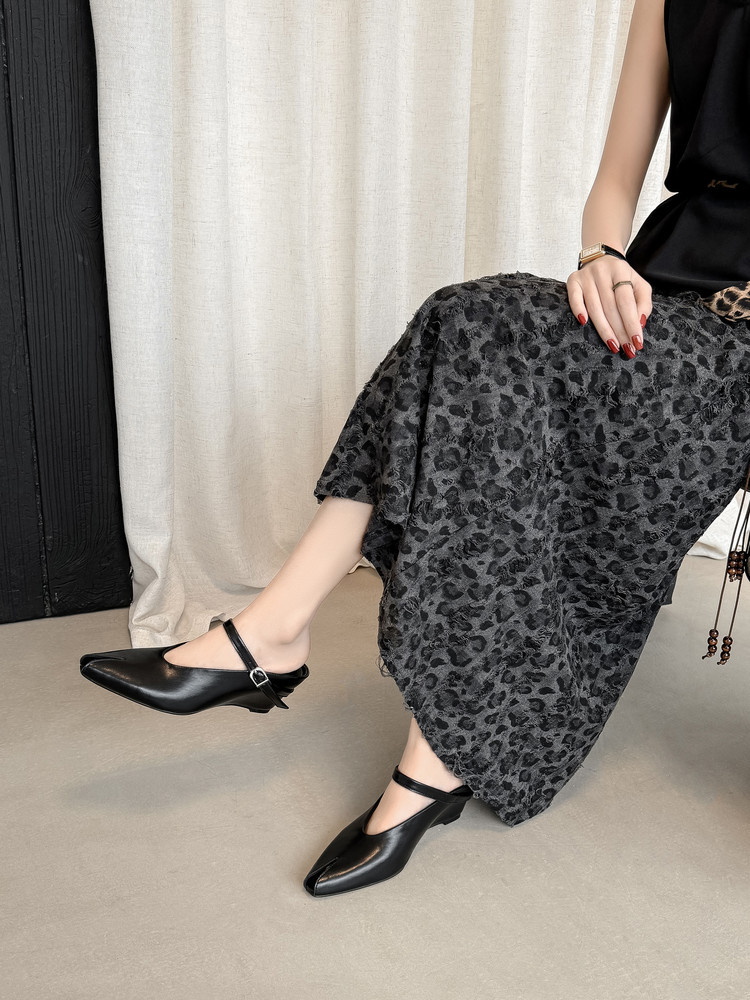 Sandal nữ hở mũi gót nêm cao da bò tăng chiều cao quai ngang — màu đen, màu trắng, màu mơ chi tiết 28