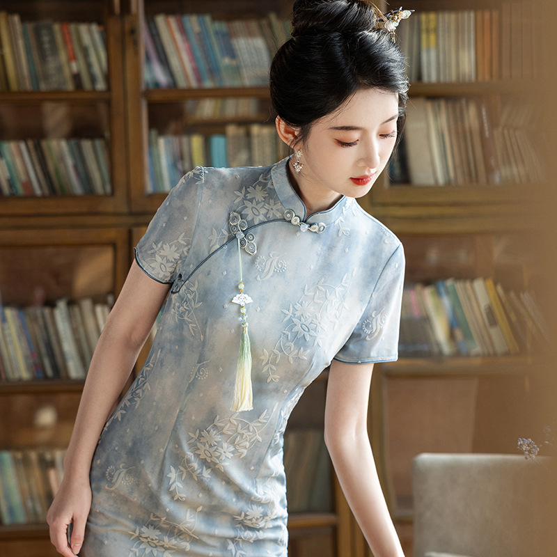 复古长款短袖旗袍2025年春季新款改良新中式日常可穿年轻款民国