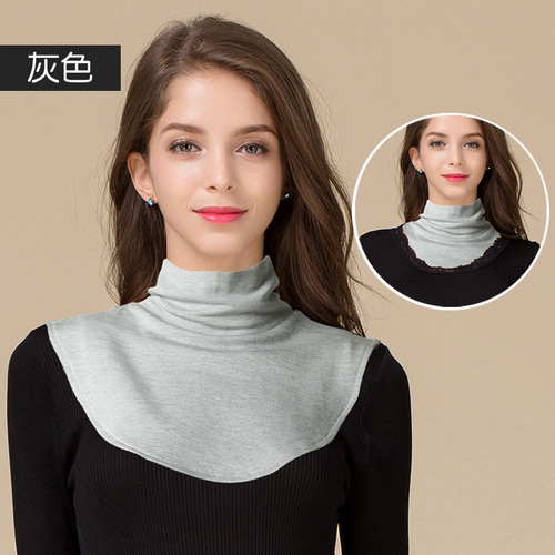 Huaye Autumn and Winter Silk Thickened High Collar Fake Collar Women's Decorative Collar Mulberry Silk Brushed Warm Cervical Neck Cover