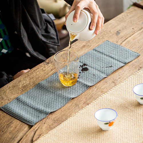 Kung Fu tea towel long Chinese and Japanese style high-end Zen tea ceremony absorbent towel tea table tea mat tea tray accessories