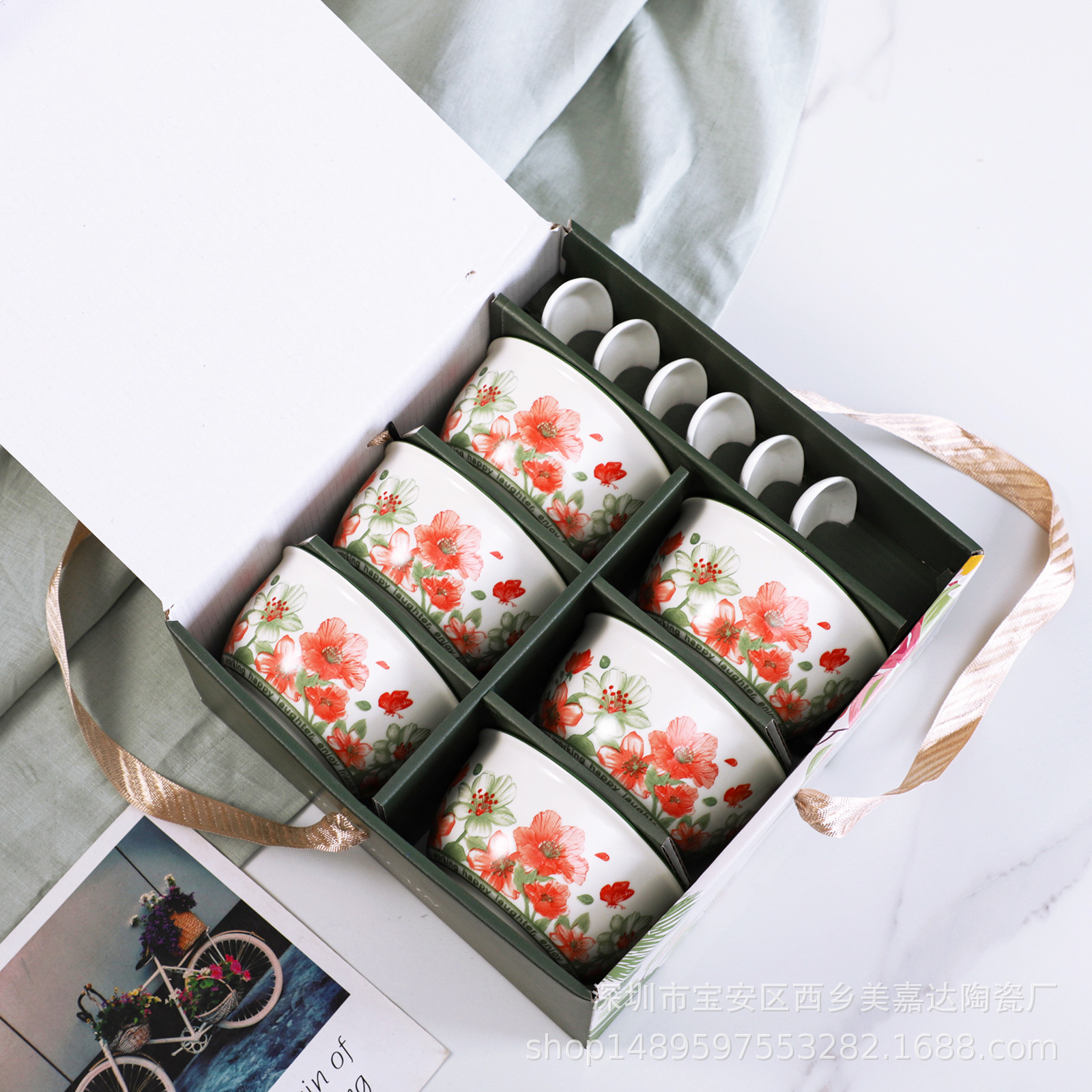 Regalo bohemio tazón de cerámica y palillos traje al por mayor tazón y plato traje hogar tazón de arroz vajilla conjunto tazón caja de regalo traje