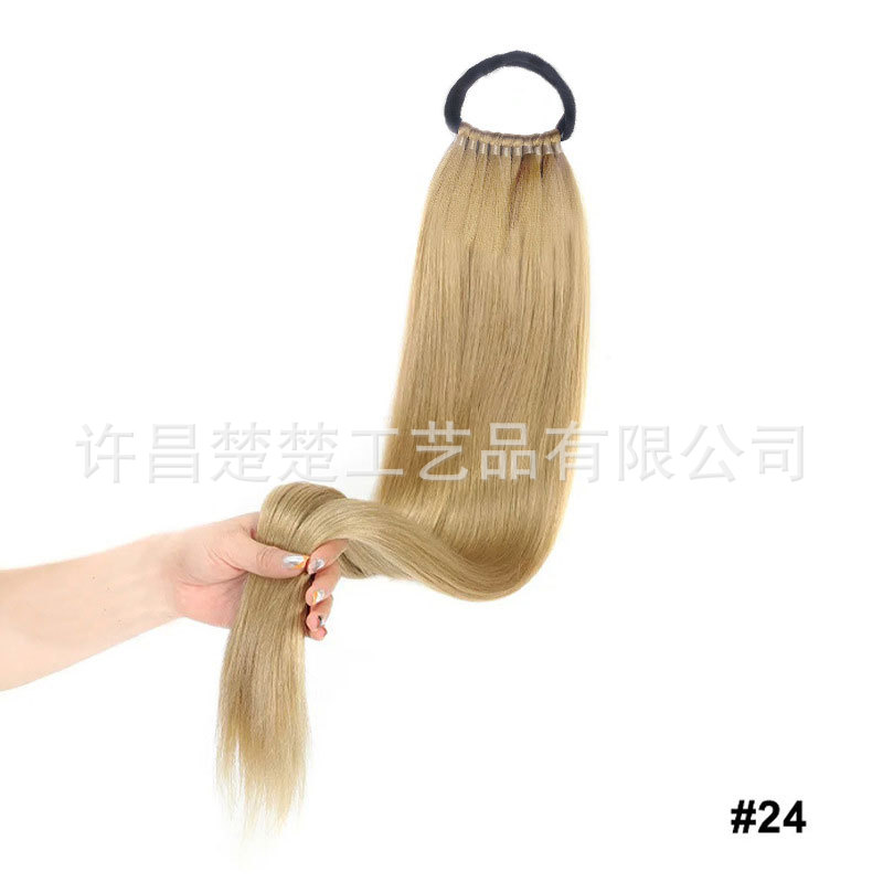 Comercio exterior transfronterizo peluca europea y americana cola de caballo pelo largo y liso cola de caballo sintética extensión de cabello cola de caballo de mujer trenzas falsas al por mayor