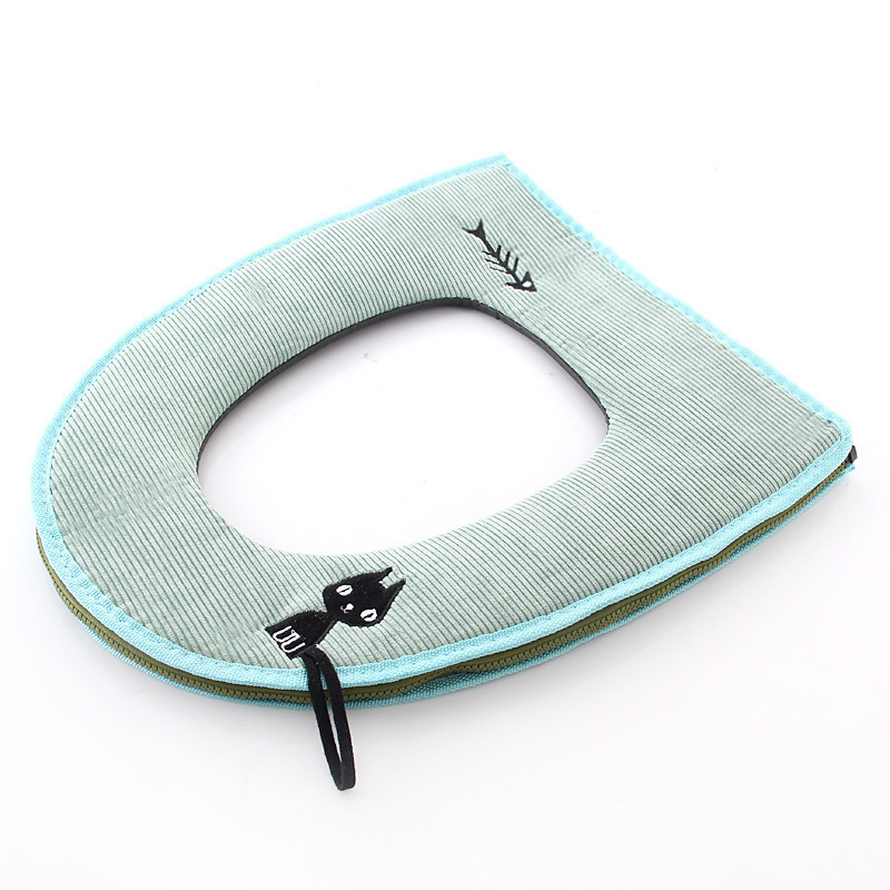 Cojín de asiento de inodoro portátil de gatito cubierta de asiento de inodoro engrosada cremallera cojín de asiento de inodoro con mango cojín de asiento de inodoro